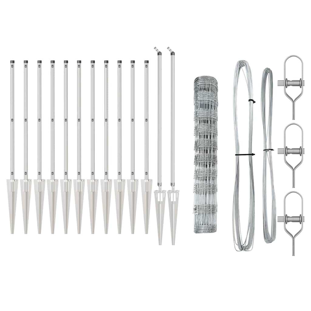 Wildzaun Silber 50 x 1 m Verzinkter Stahl